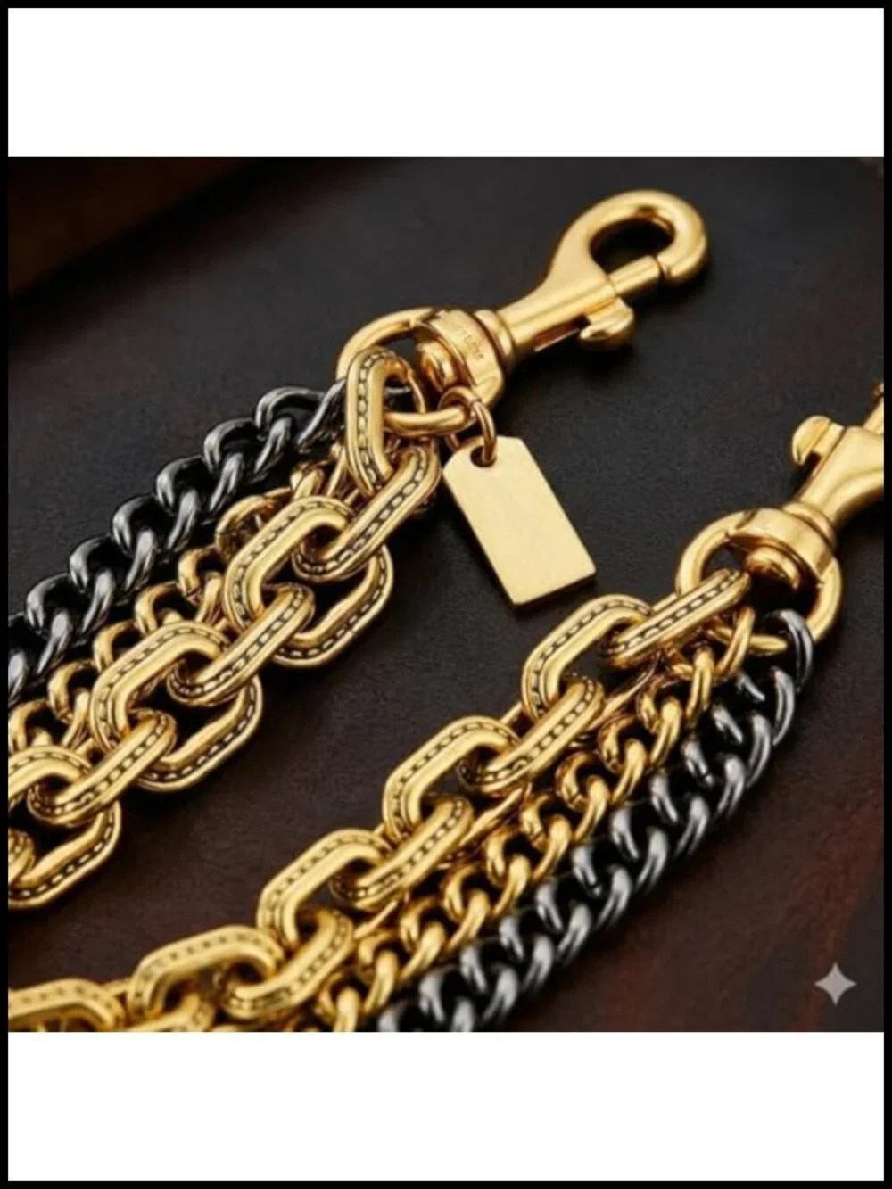 Layered Bag Charm Extender Chain Triple Mixed Metal Link for Purse